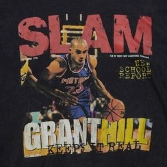 Grant Hill Black Detroit Pistons Slam Vintage T-Shirt - Picture 2 of 3